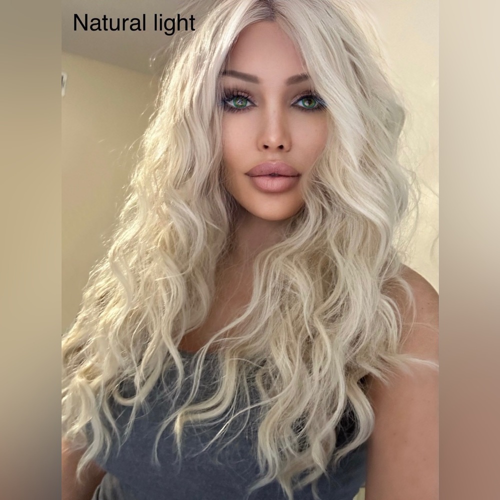 22” beach wave platinum lace wig